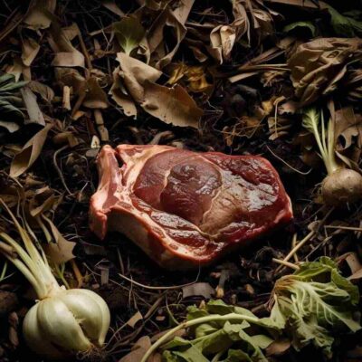 viande dans le compost