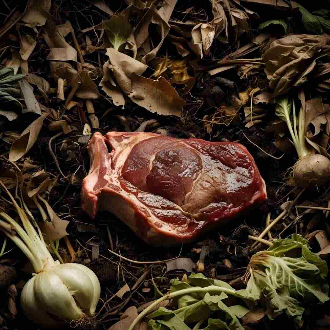 viande dans le compost